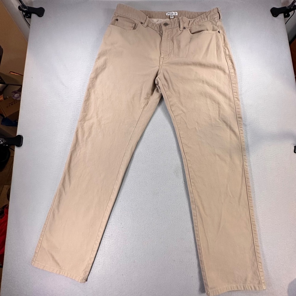Peter Millar Mens Tan Khaki Five Pocket Canvas Pants Straight Leg Size 35